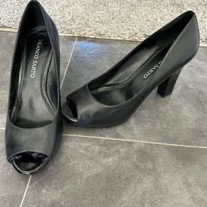 Black open toe heels
